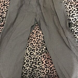 Elegant Black and White Houndstooth Women's Straight Leg Pants